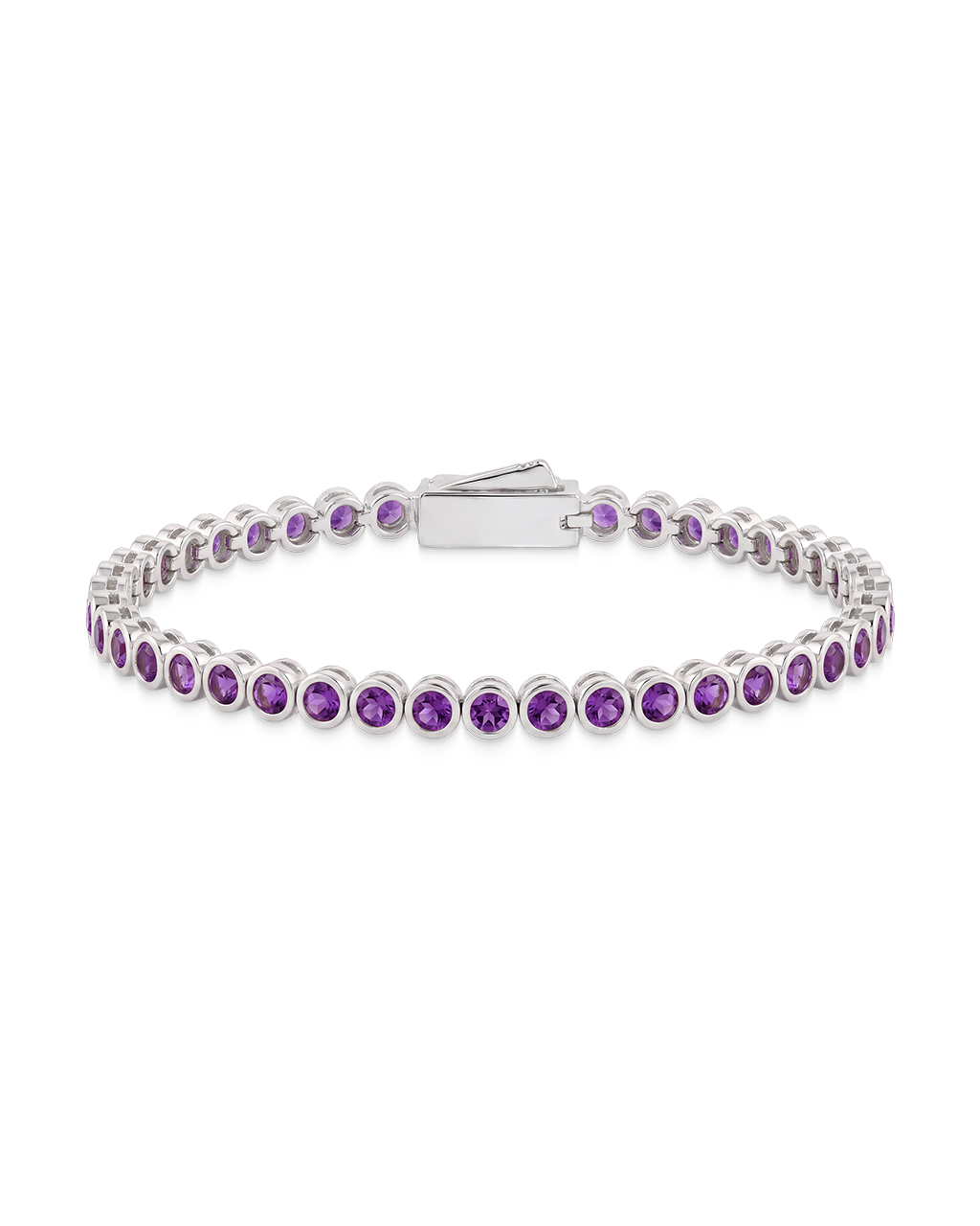 Helene Amethyst CZ Bezel Eternity Tennis Bracelet