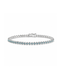 Helene Aquamarine CZ Bezel Eternity Tennis Bracelet