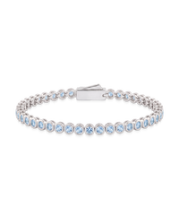 Aquamarine CZ Helene Bezel Eternity Tennis Bracelet