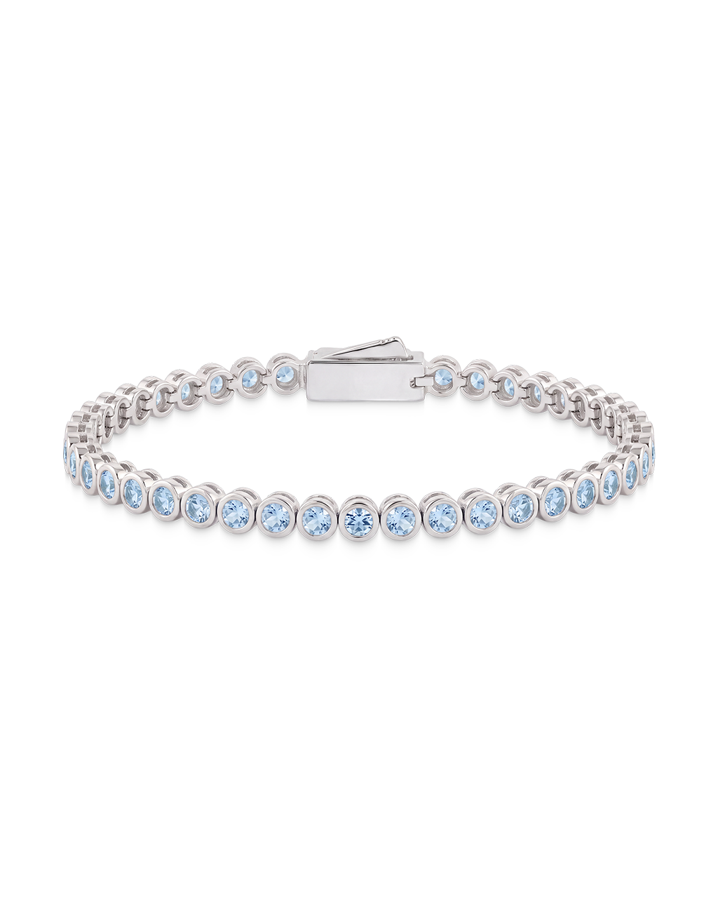 Aquamarine CZ Helene Bezel Eternity Tennis Bracelet