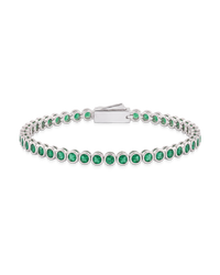 Helene Emerald CZ Bezel Eternity Tennis Bracelet