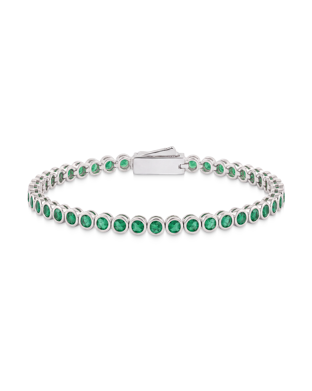 Helene Emerald CZ Bezel Eternity Tennis Bracelet