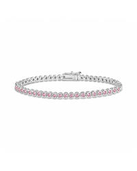 Helene Light Pink CZ Bezel Eternity Tennis Bracelet