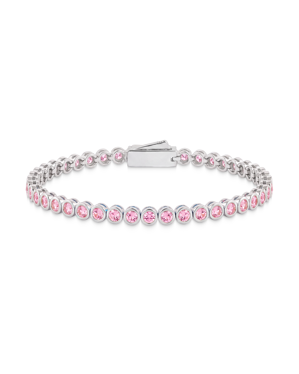 Light Pink CZ Helene Bezel Eternity Tennis Bracelet