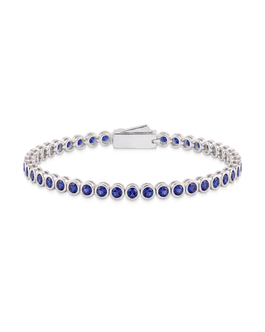 Helene Sapphire CZ Bezel Eternity Tennis Bracelet