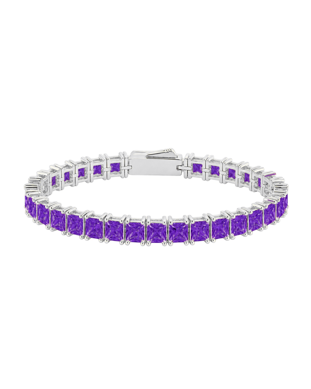 Marisol Amethyst CZ Princess Cut Tennis Bracelet