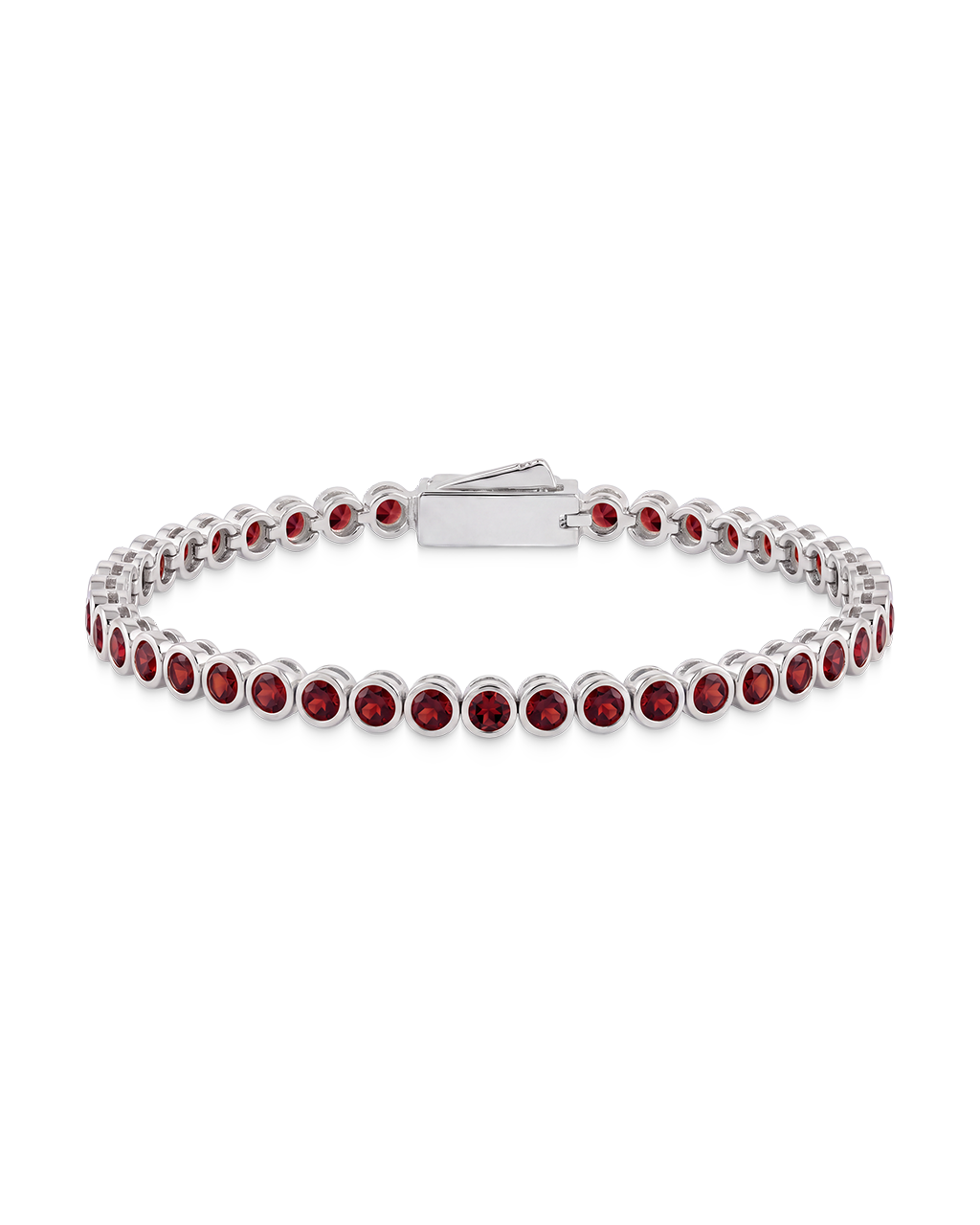 Helene Garnet CZ Bezel Eternity Tennis Bracelet