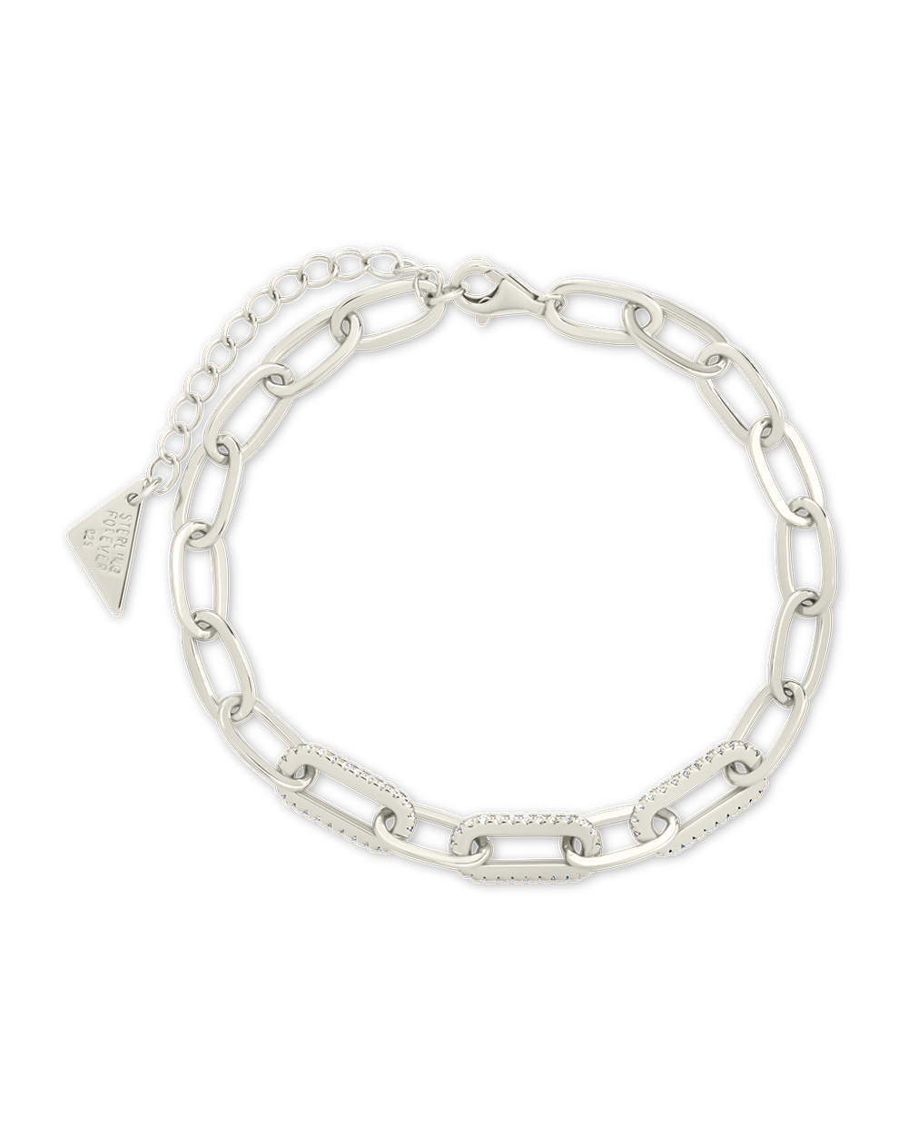 Sterling Silver Hallie CZ Paperclip Chain Bracelet