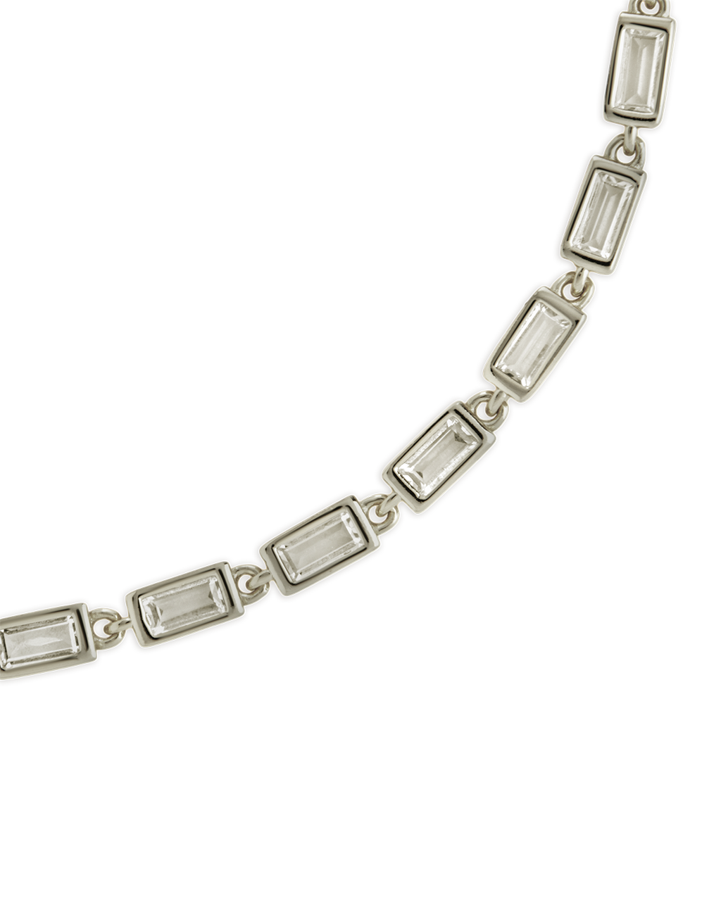 Sterling Silver Kenzie Baguette Sparkle Chain Bracelet