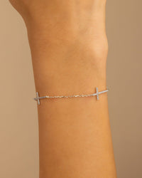 Sterling Silver Delicate CZ Cross Bracelet - Sterling Forever
