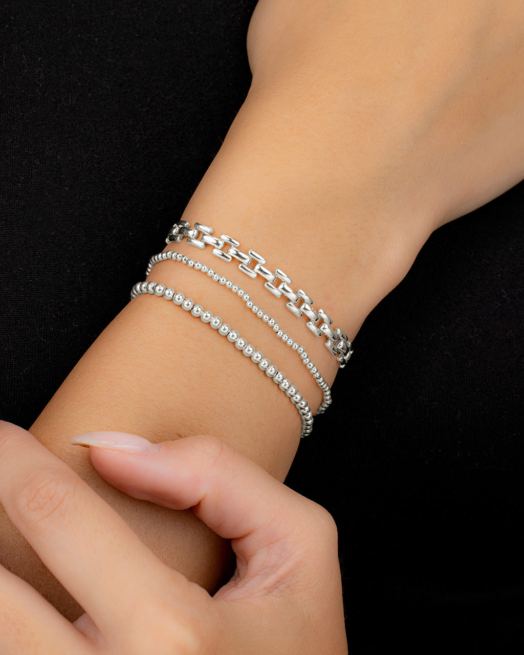 Link & Bead Bracelet Set of 3