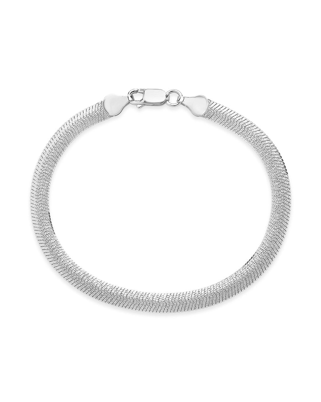 Men's Flat Herringbone Chain Bracelet Bracelet Sterling Forever Silver 