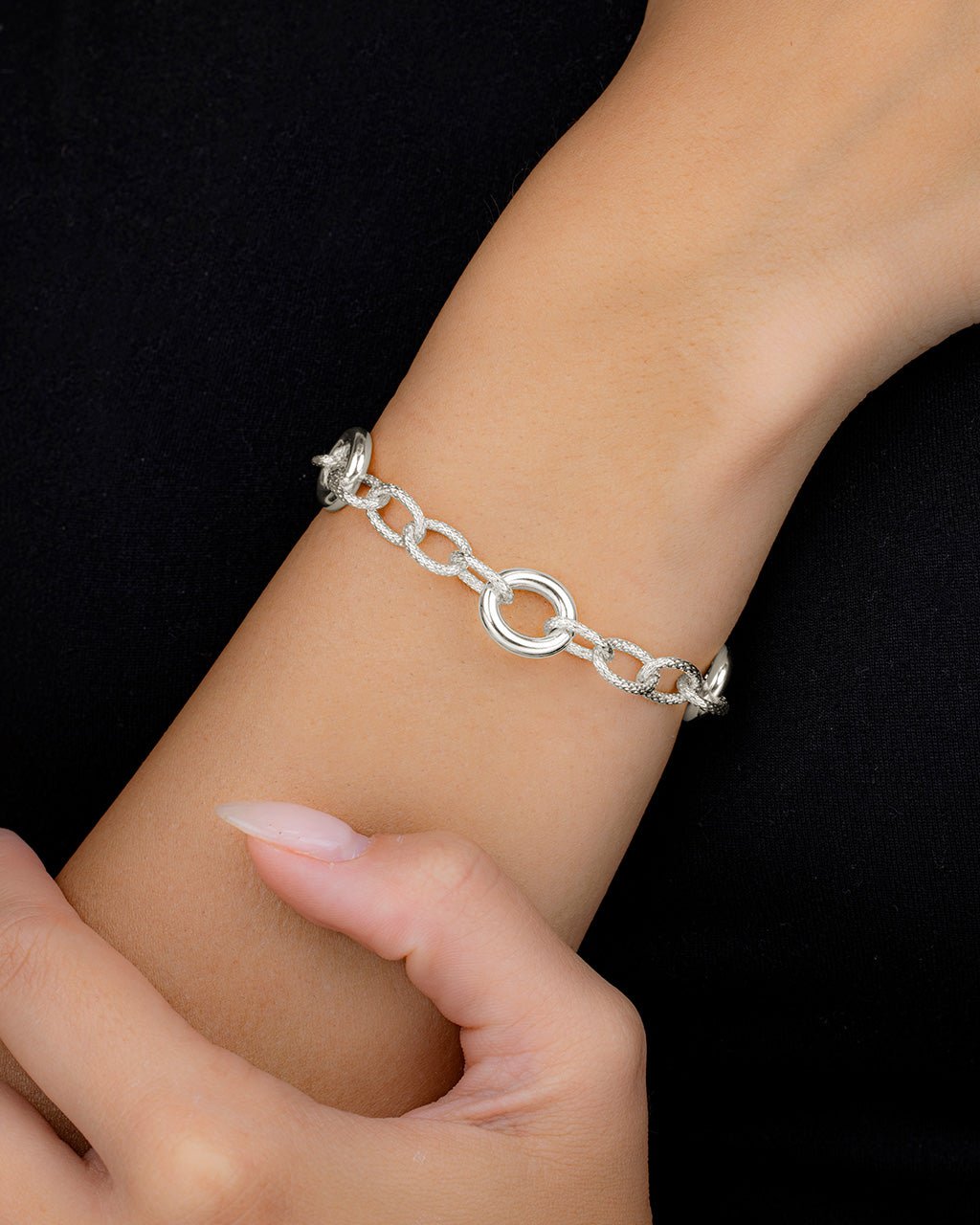 Carter Round Statement Link Bracelet - Sterling Forever