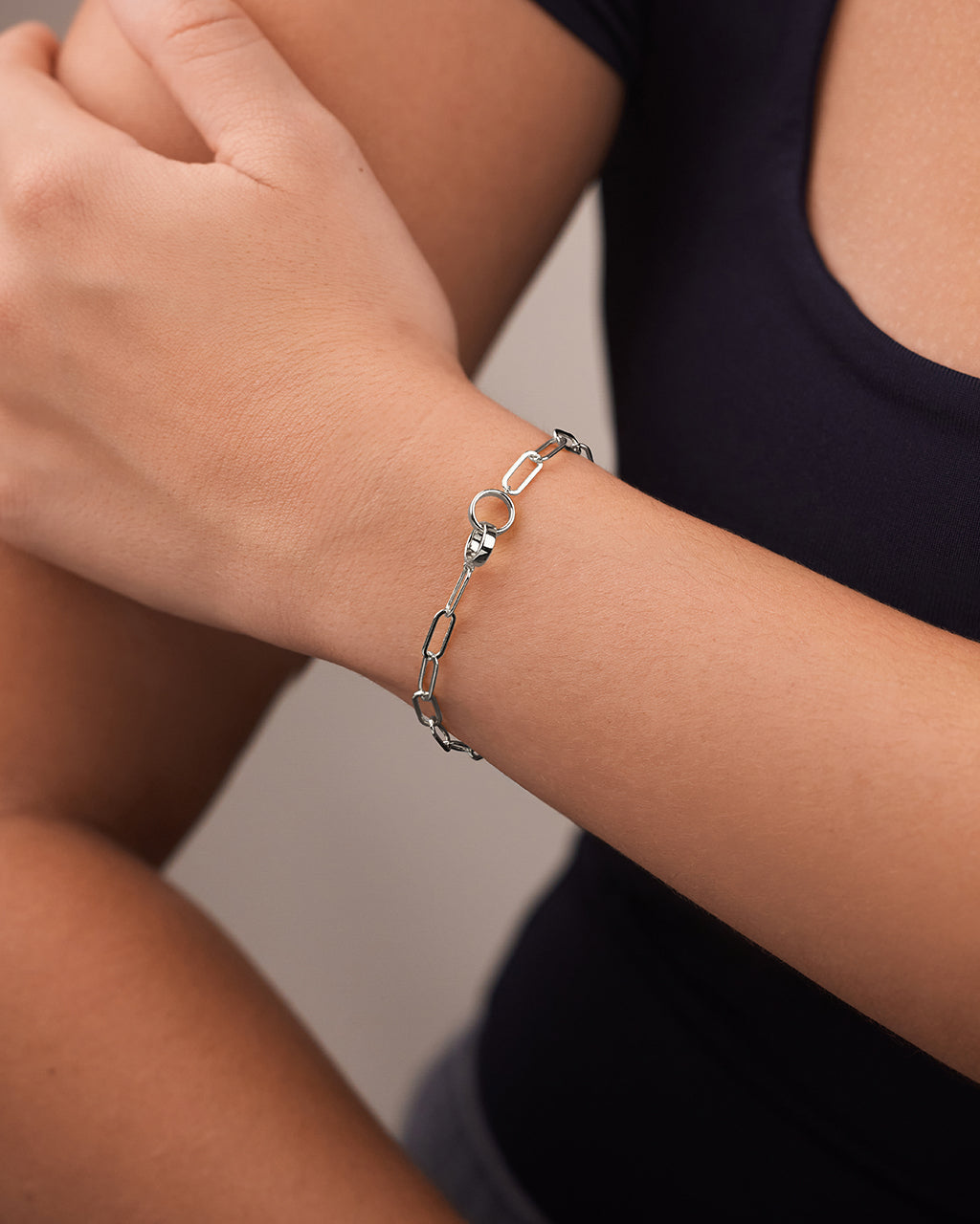 Sterling Silver Interlocking Circles Chain Link Bracelet