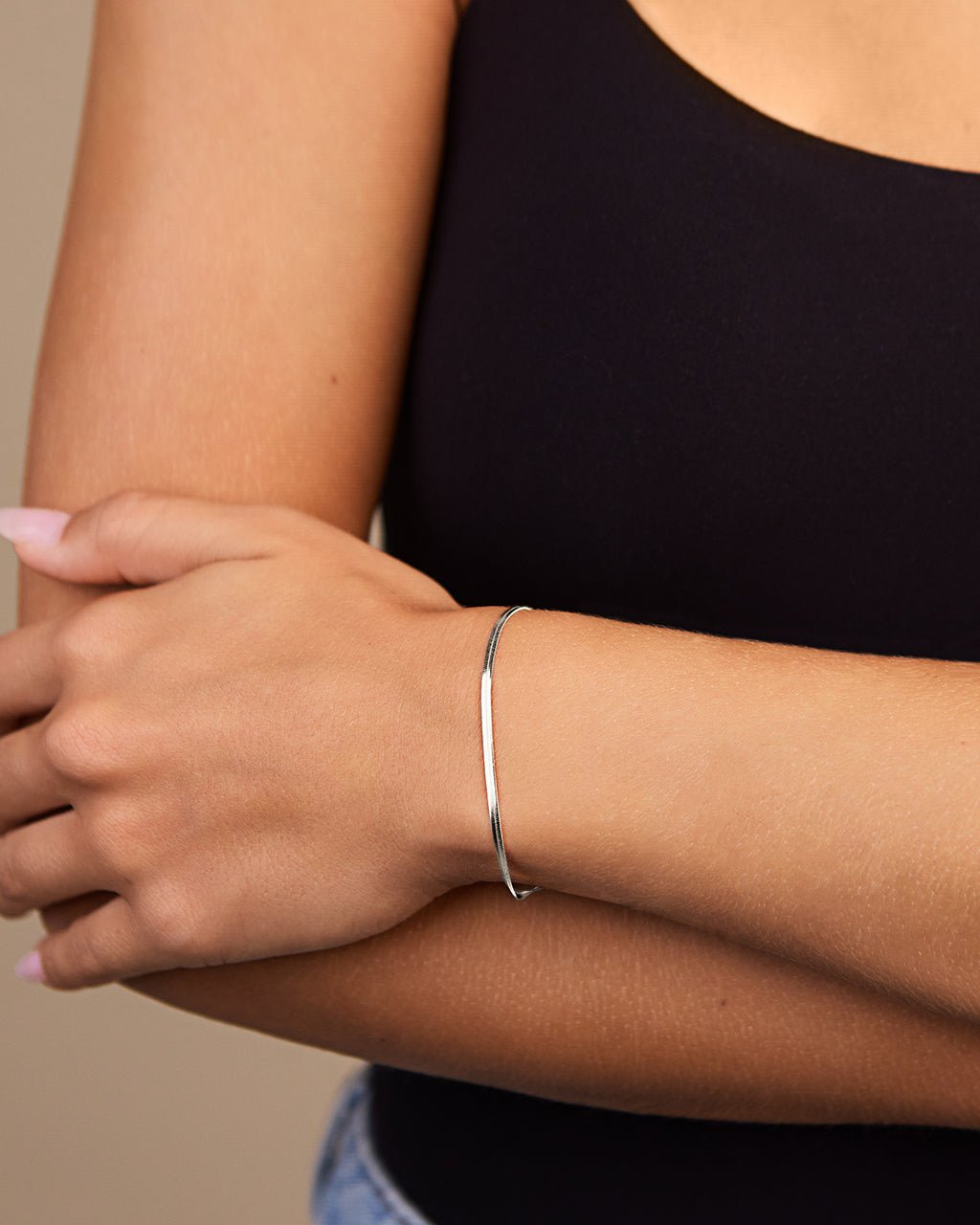 Sterling Silver Herringbone Chain Bracelet - Sterling Forever