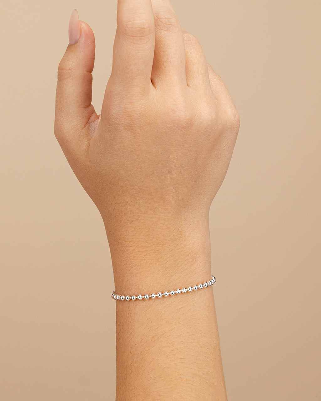 Sterling Silver Basia Dainty Beaded Chain Bracelet