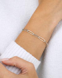 Sterling Silver Large Elongated Paperclip Chain Bracelet