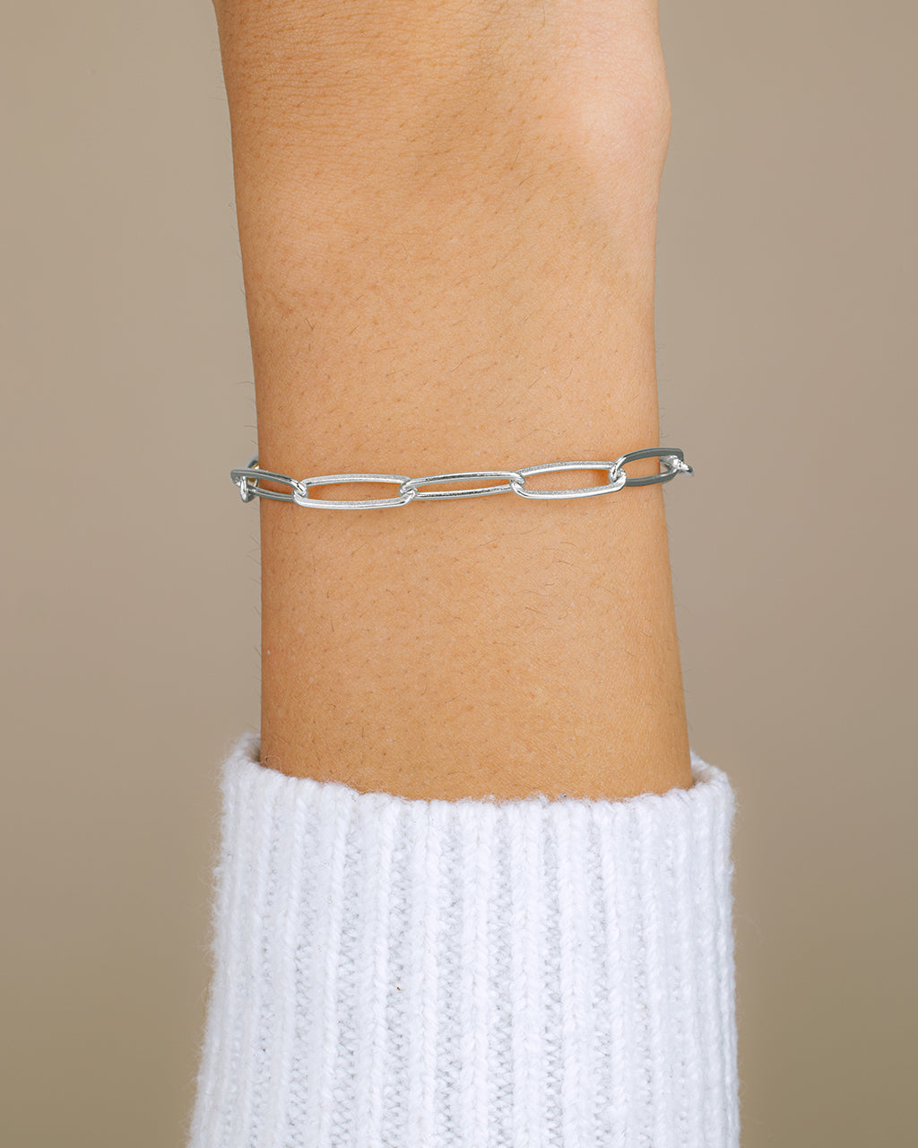 Sterling Silver Large Elongated Paperclip Chain Bracelet