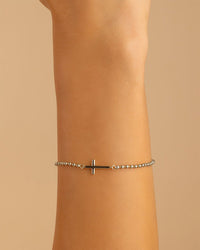 Sterling Silver Kelsey Beaded Cross Bracelet - Sterling Forever