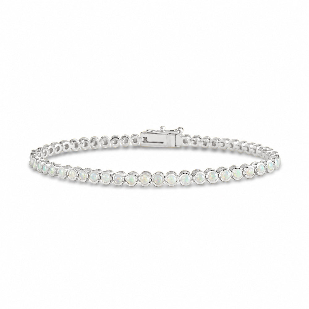 Helene Bezel White Opal Tennis Bracelet
