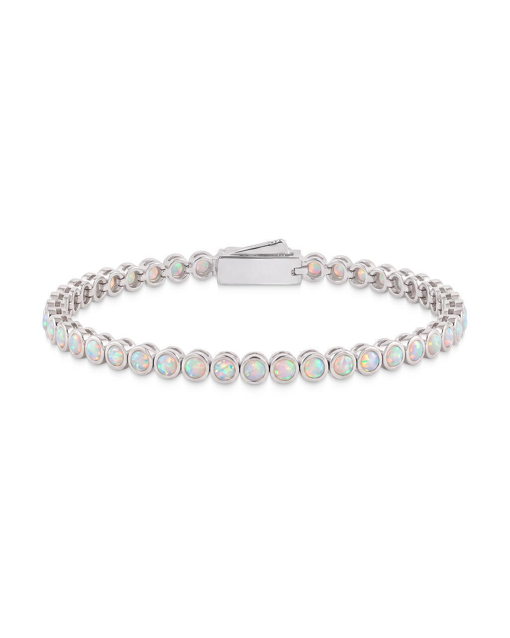 Helene Bezel White Opal Tennis Bracelet