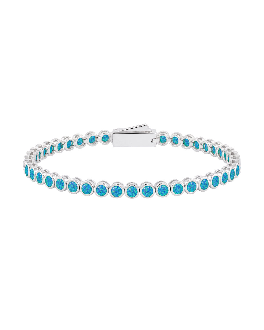 Helene Bezel Caribbean Blue Opal Tennis Bracelet