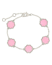 Rose Petal Station Bracelet Bracelet Sterling Forever Silver Pink Enamel 