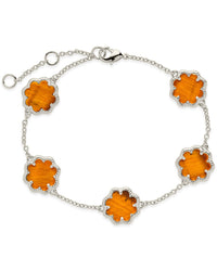 Rose Petal Station Bracelet Bracelet Sterling Forever Silver Tigers Eye 
