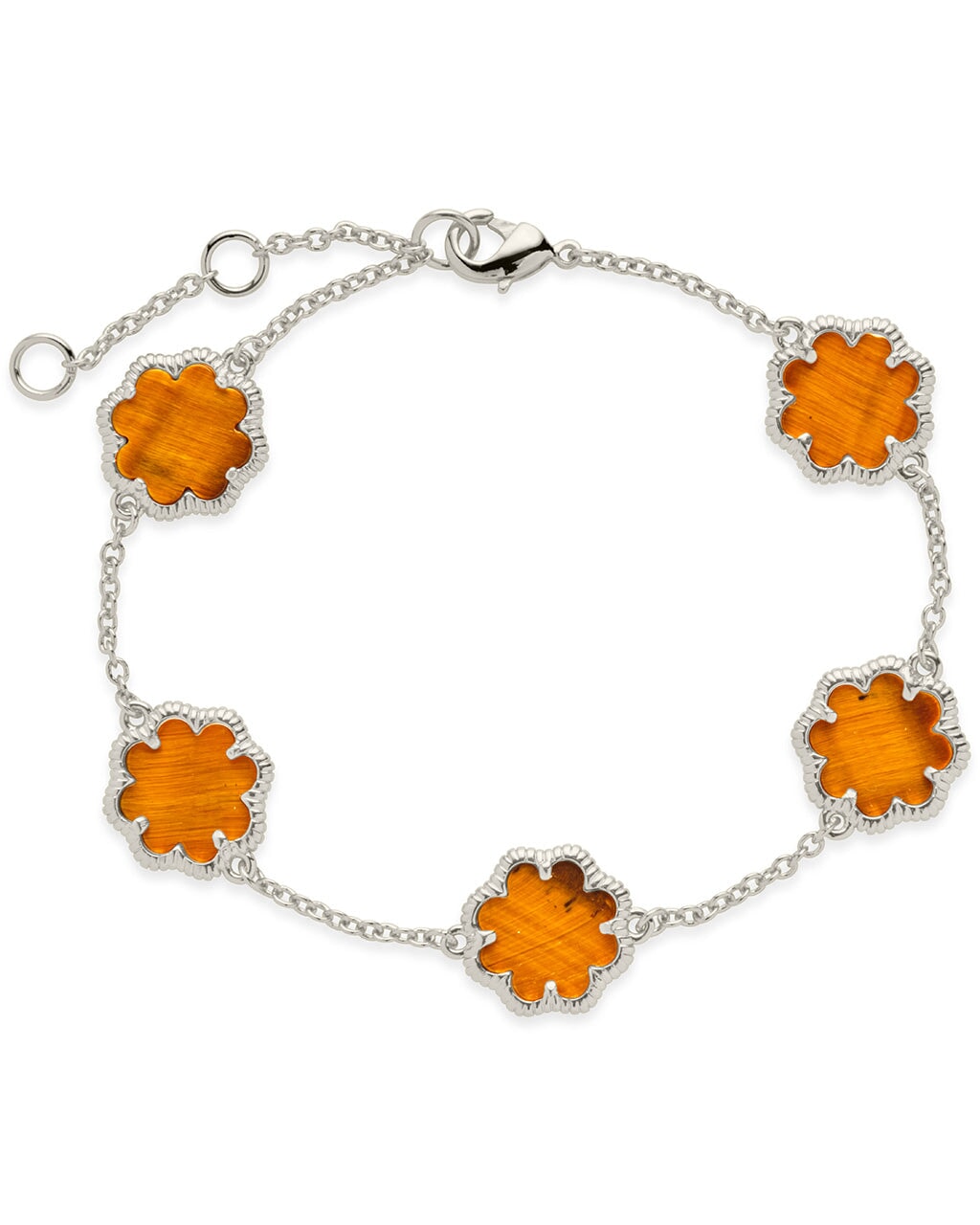 Rose Petal Station Bracelet Bracelet Sterling Forever Silver Tigers Eye 