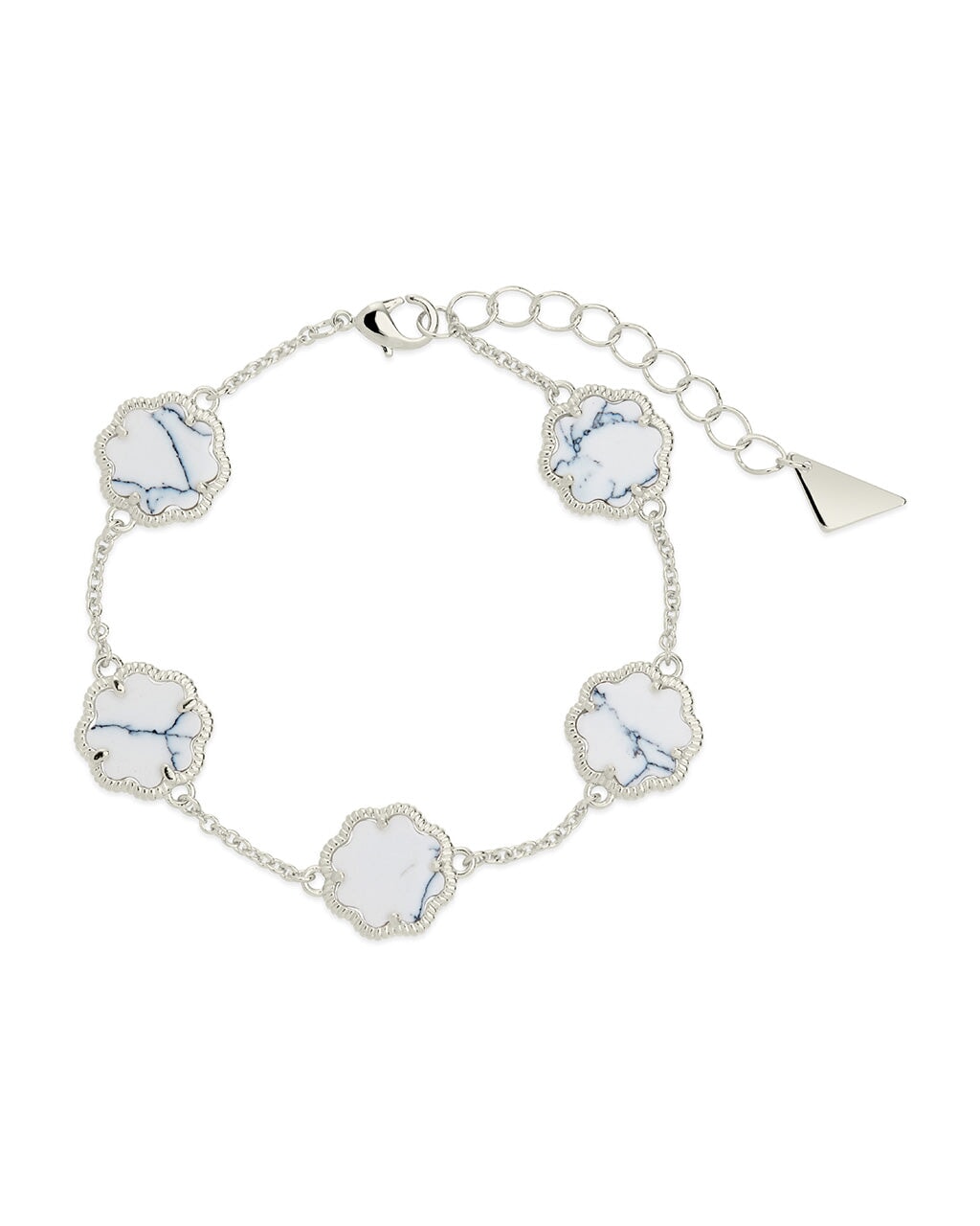 Rose Petal Station Bracelet Bracelet Sterling Forever Silver White Turquoise 