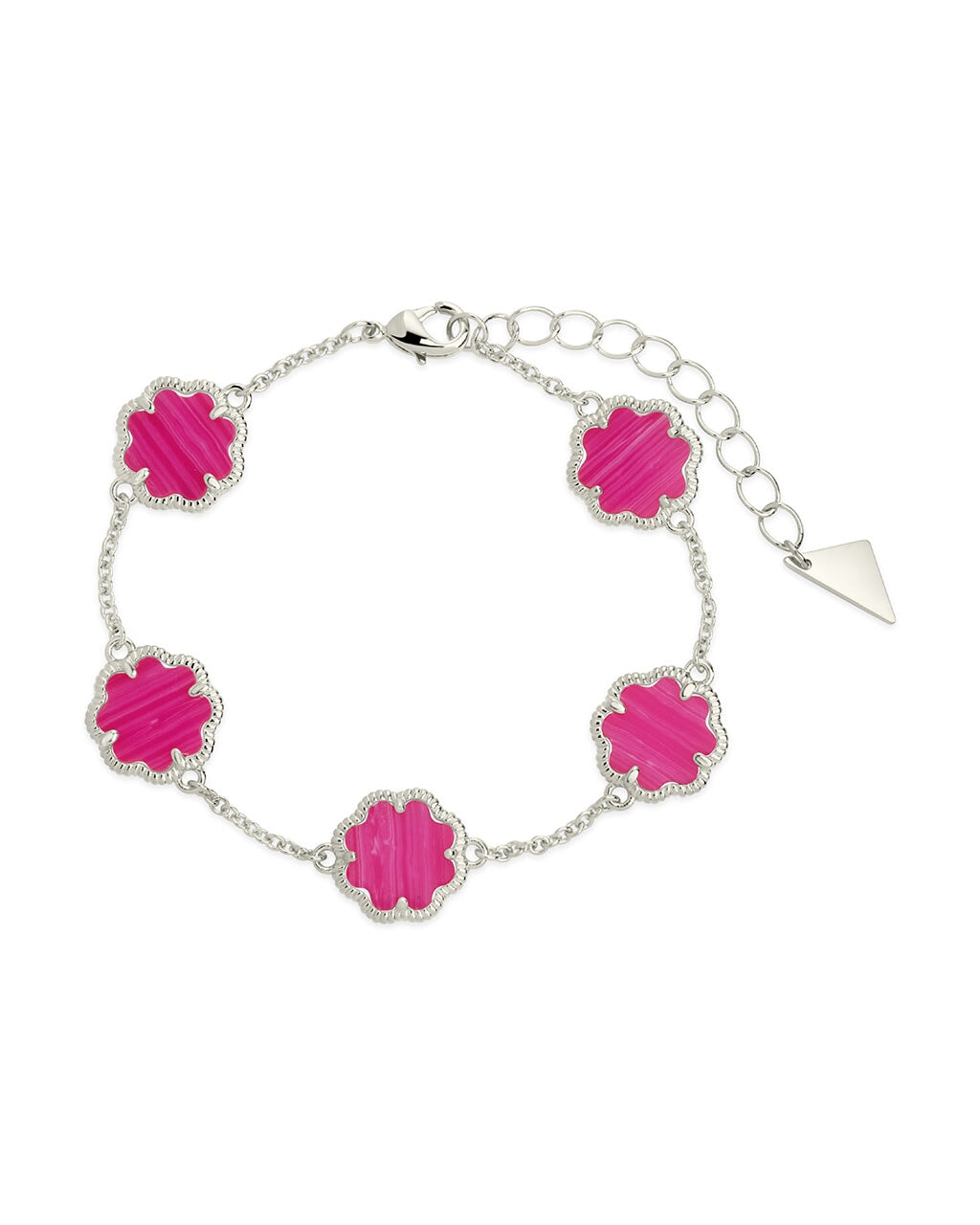 Rose Petal Station Bracelet Bracelet Sterling Forever Silver Pink Turquoise 
