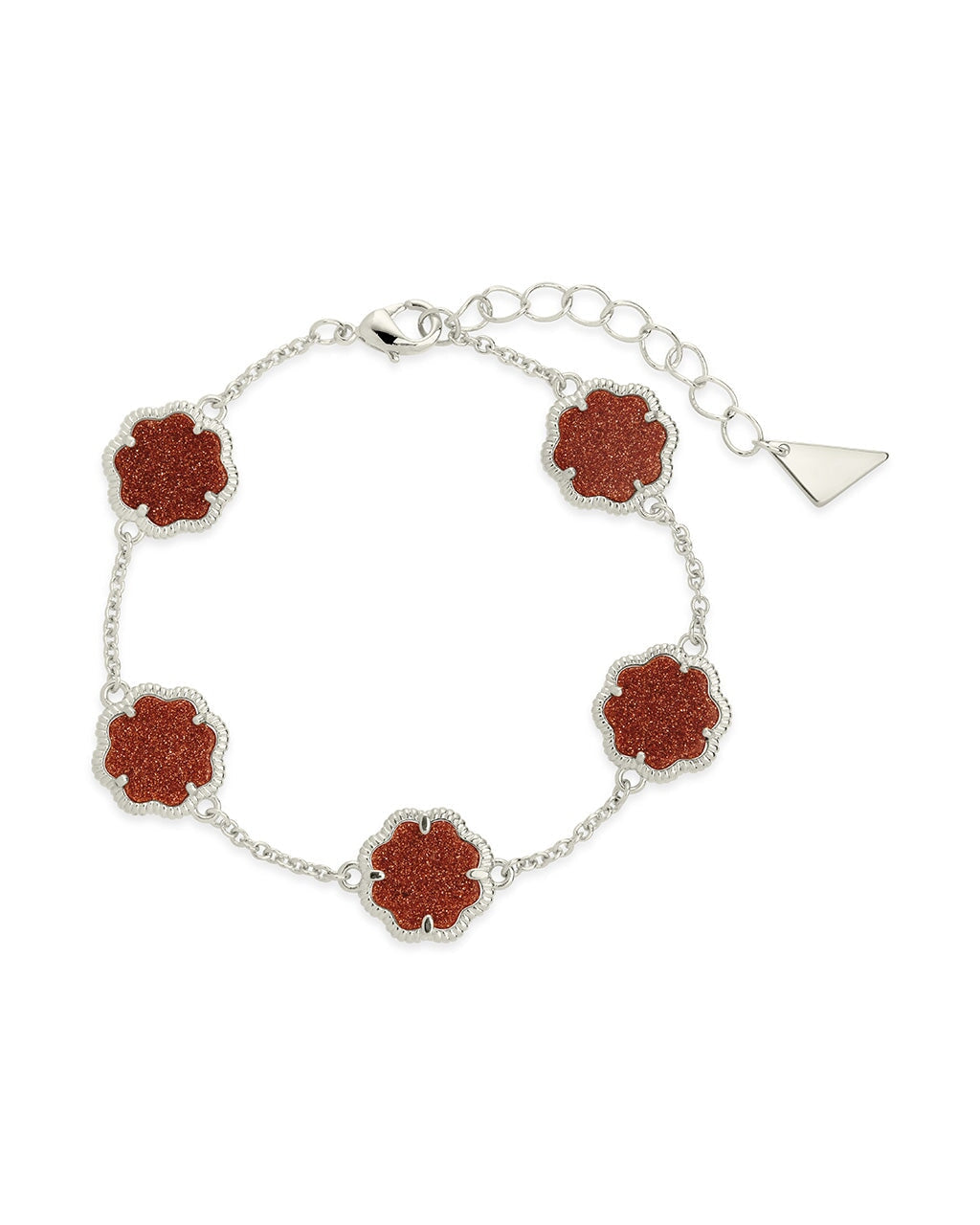 Rose Petal Station Bracelet Bracelet Sterling Forever Silver Brown Aventurine 