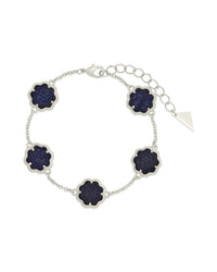 Rose Petal Station Bracelet Bracelet Sterling Forever Silver Blue Aventurine 