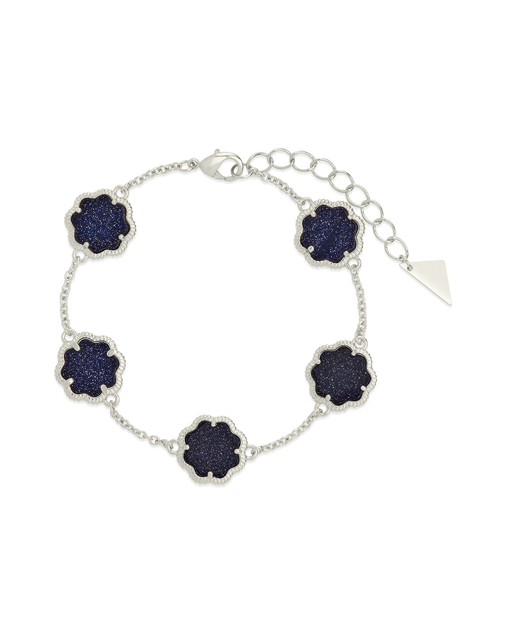 Rose Petal Station Bracelet Bracelet Sterling Forever Silver Blue Aventurine 