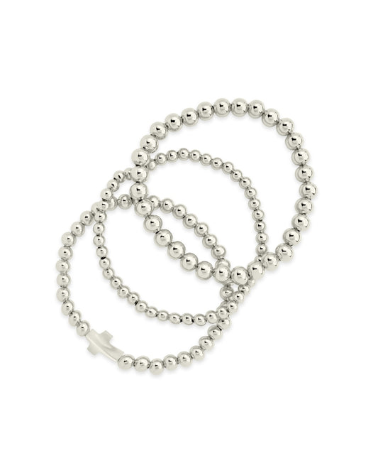 Arden Mother of Pearl Cross & Beaded Bracelet Set