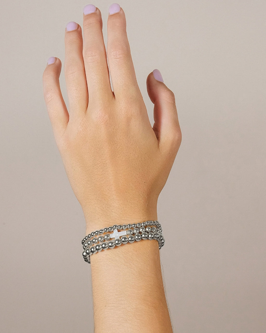 Arden Mother of Pearl Cross & Beaded Bracelet Set