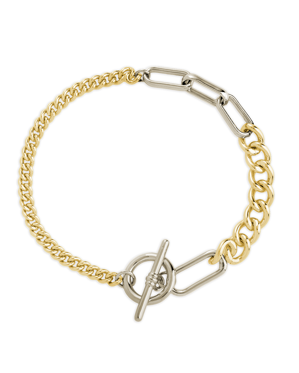 Elaine Dualtone Mixed Chain Toggle Bracelet - Sterling Forever