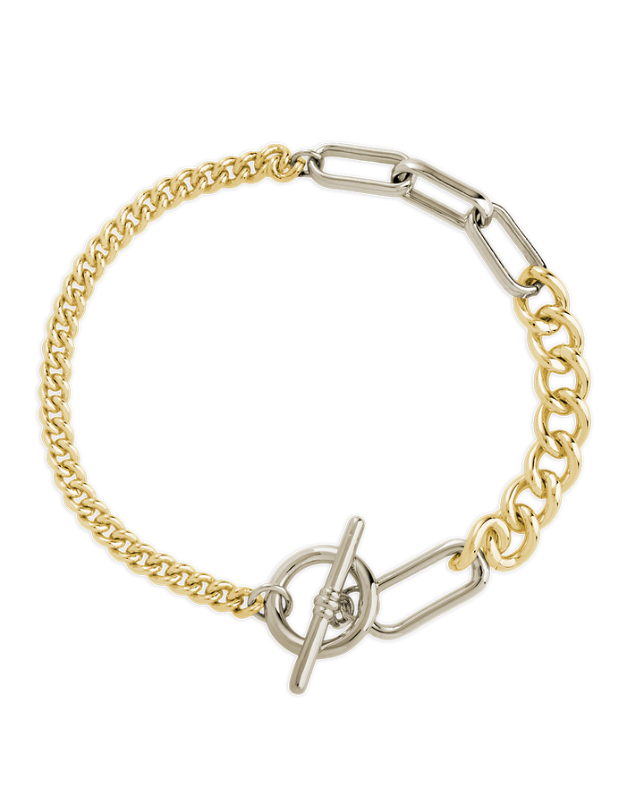 Elaine Dualtone Mixed Chain Toggle Bracelet