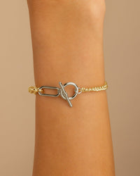 Elaine Dualtone Mixed Chain Toggle Bracelet - Sterling Forever