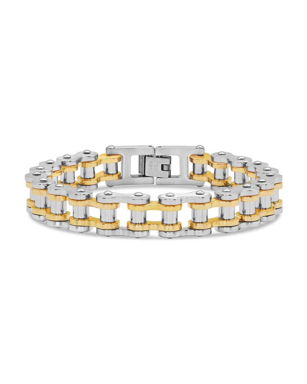 Men's Bolt Chain Watch Band Bracelet Bracelet Sterling Forever Dual Tone 