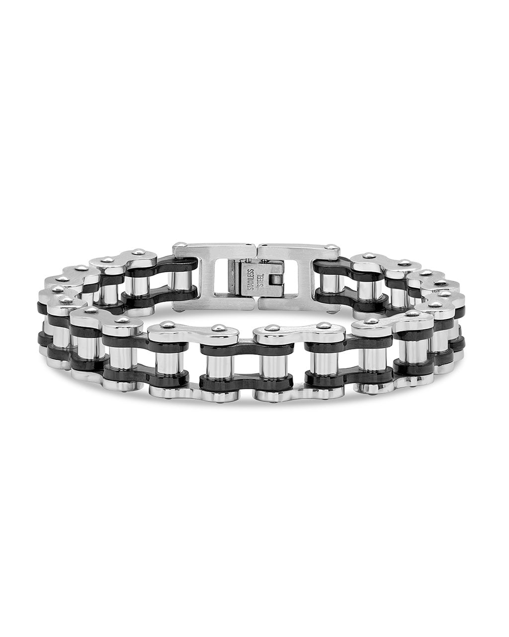 Men's Bolt Chain Watch Band Bracelet Bracelet Sterling Forever Gunmetal Dual Tone 