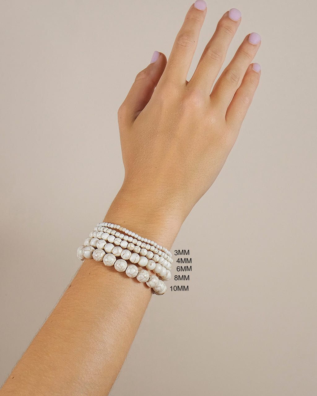 Cream Howlite Beaded Stretch Bracelet