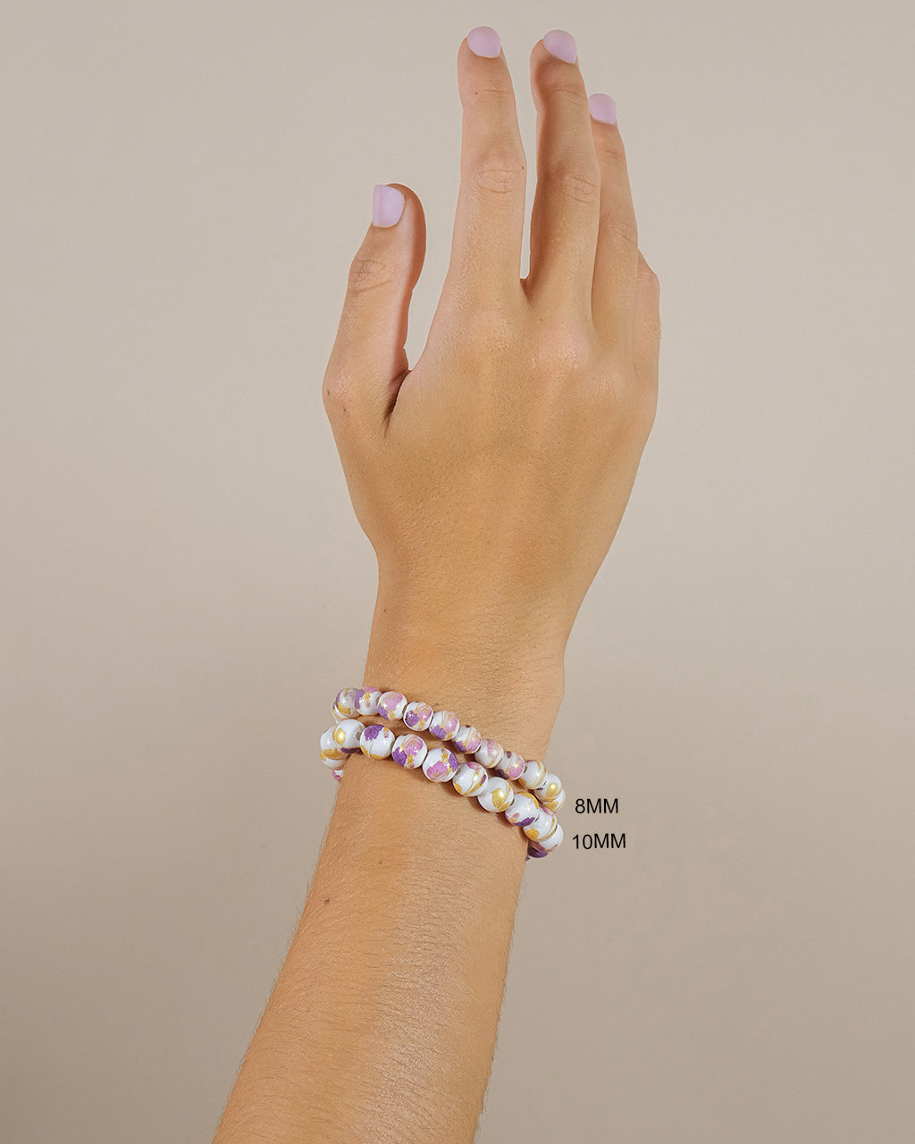 White Floral Beaded Stretch Bracelet