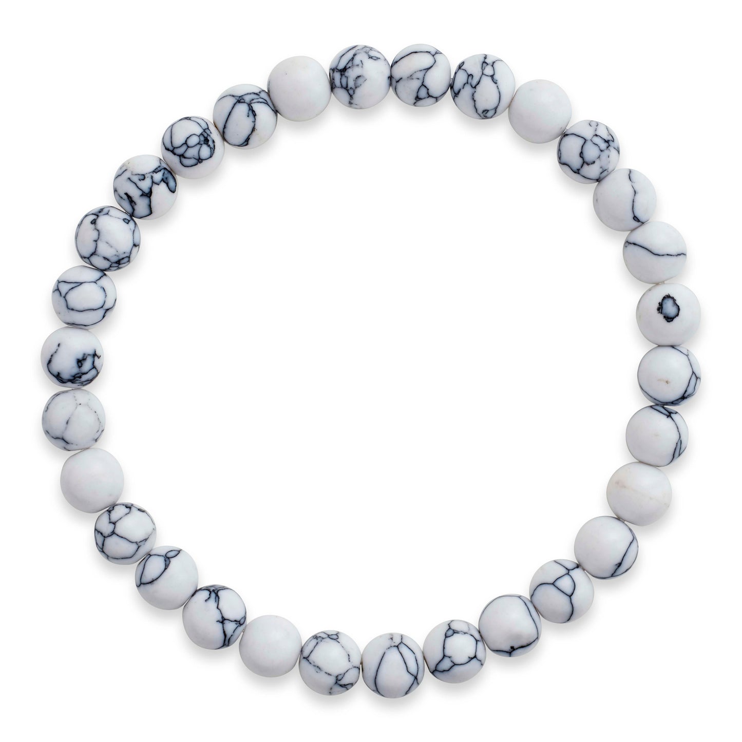 White Howlite Beaded Stretch Bracelet