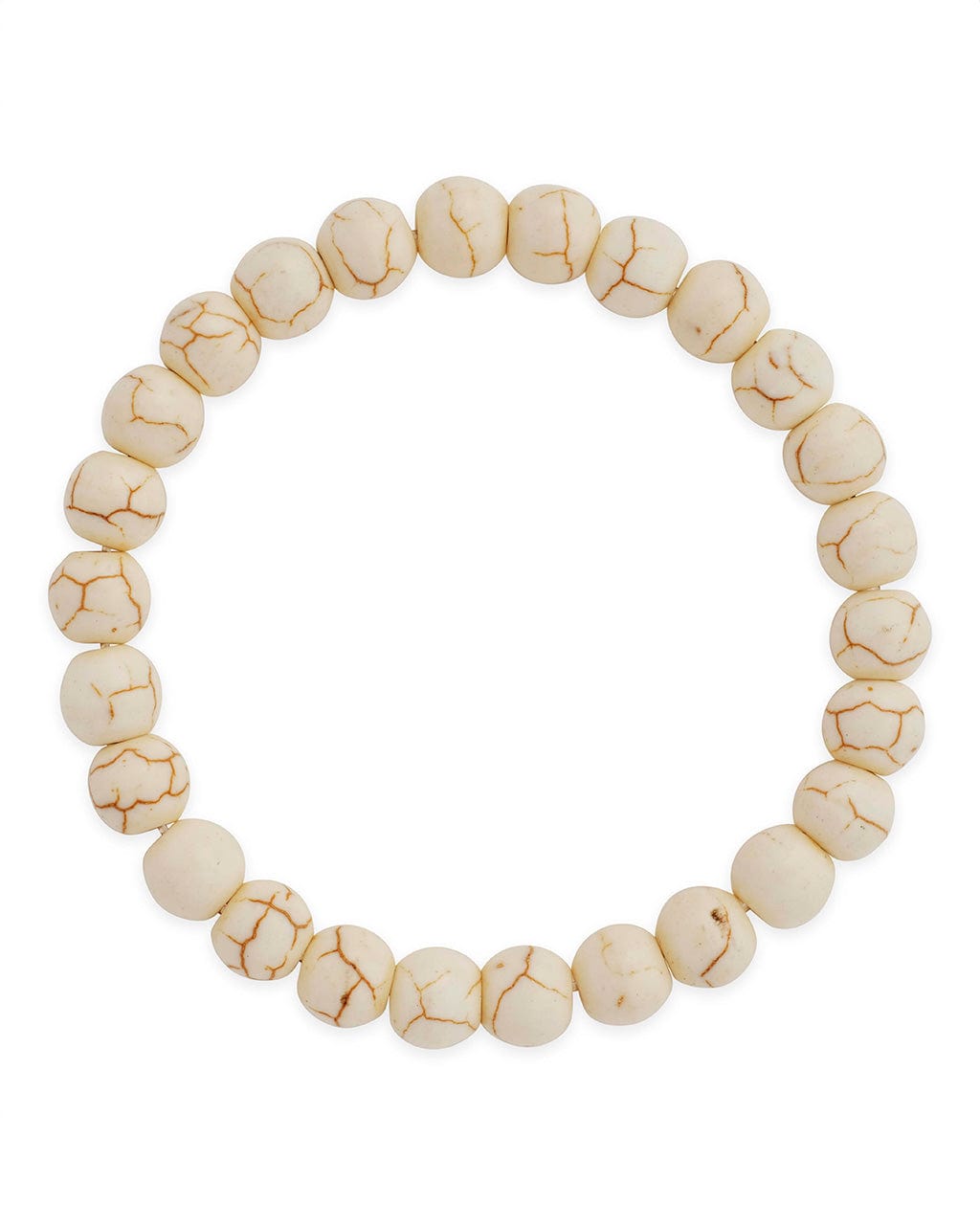 Cream Howlite Beaded Stretch Bracelet - Main Image