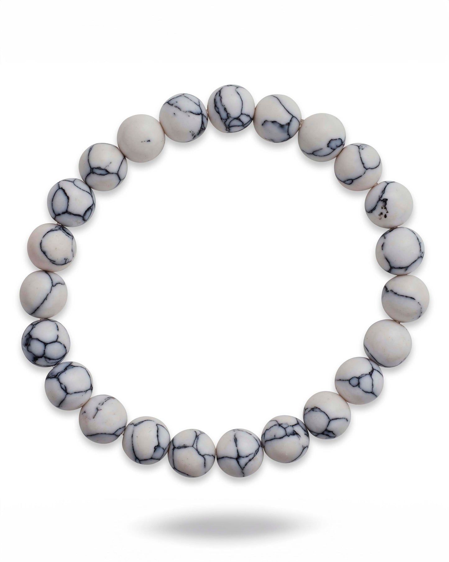 White Howlite Beaded Stretch Bracelet