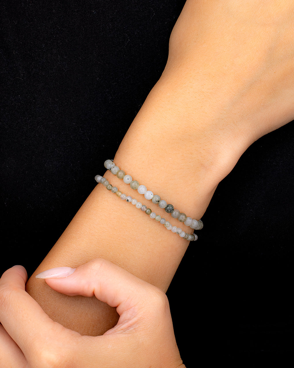 Stone Beaded Stretch Bracelet Set of 2