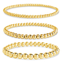 Beaded Stretch Bracelet Sets Bracelet Sterling Forever Gold 3mm/4mm/6mm 