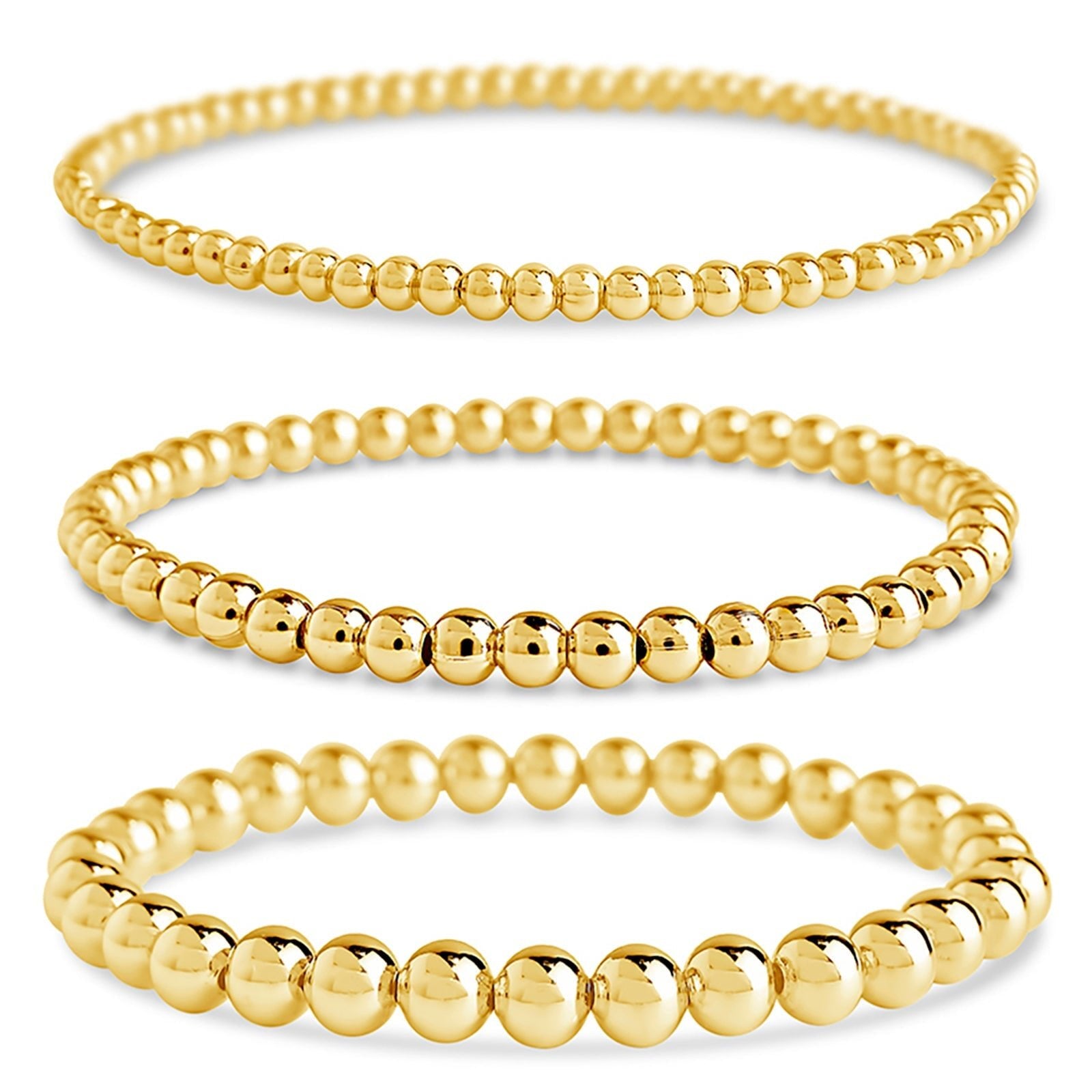 Sterling Silver Beaded Stretch Bracelet Sets - Sterling Forever