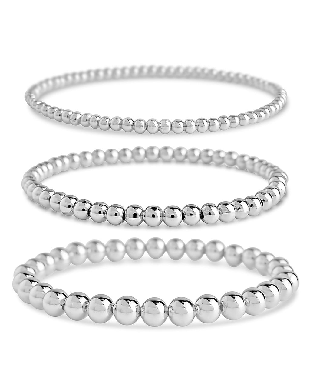 Beaded Stretch Bracelet Sets Bracelet Sterling Forever Silver 3mm/4mm/6mm 